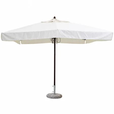 Ombrellone per Giardino 3x4 Rettangolare Palo Centrale Bianco Legno