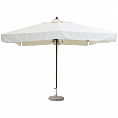 Ombrellone per Giardino 3x3 Quadrato Palo Centrale Bianco Legno