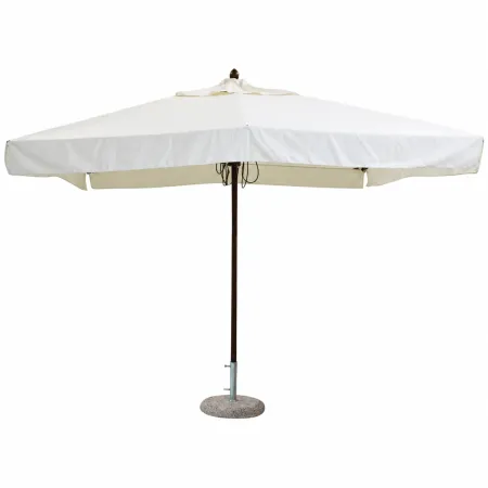 Ombrellone per Giardino 3x3 Quadrato Palo Centrale Bianco Legno