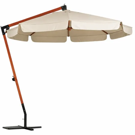 Ombrellone Decentrato con Struttura in Legno 300x300 cm Ecru