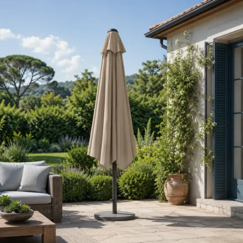 Ombrellone a Mezzaluna 270x133x230H cm Tortora da Parete Acciaio