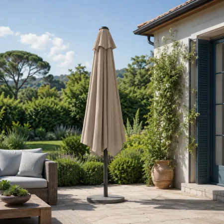 Ombrellone a Mezzaluna 270x133x230H cm Tortora da Parete Acciaio