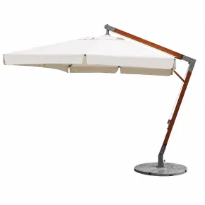 Ombrellone per Giardino 3x4 Palo Laterale Ecrù Struttura Legno Rotante