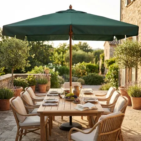 Ombrellone Avorio Quadrato 3x3 Tavolo Terrazzo Estate Giardino Ombra