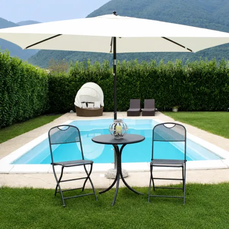 Ombrellone per Giardino 2x3 Rettangolare Ecrù Palo Centrale Alluminio