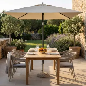 Ombrellone per Giardino 2x3 Rettangolare Ecrù Palo Centrale Alluminio 2