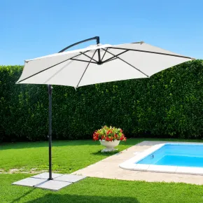 Ombrellone per Giardino 3x3 m Palo Laterale Bianco Antracite 2