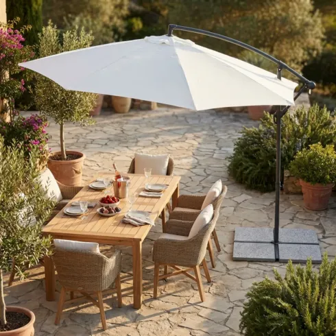 Ombrellone per Giardino 3x3 m Palo Laterale Bianco Antracite