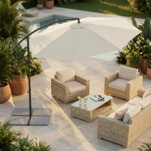 Ombrellone per Giardino 3x3 m Palo Laterale Bianco Antracite