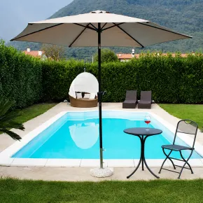 Ombrellone per Giardino 3x3 Rotondo Beige Palo Centrale con Carrucola 2