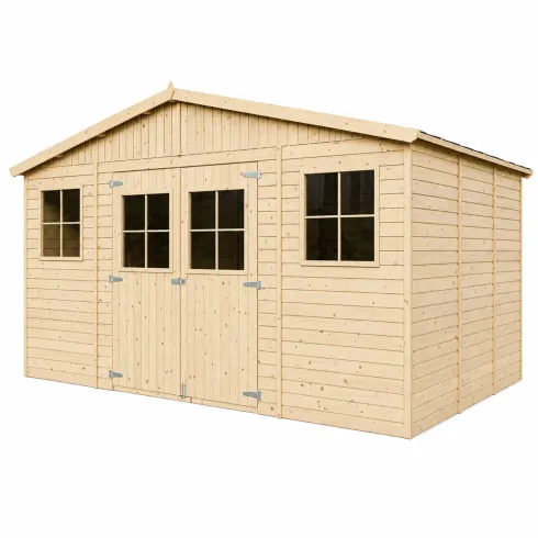 Casetta in Legno Giardino 4x4 17 mm Tetto OSB Porte Doppie Finestre