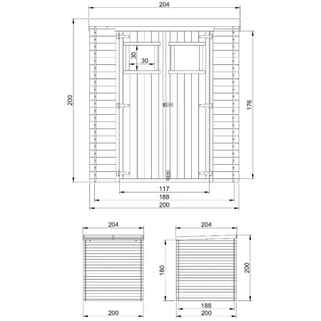 Casetta da Giardino in Legno 2x2 19 mm con Pavimento Doppia Porta