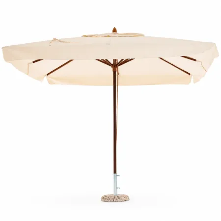 Ombrellone 3x2 Ecru Palo Centrale in Legno Poliestere PVC Impermeabile Antivento | BricoShop24