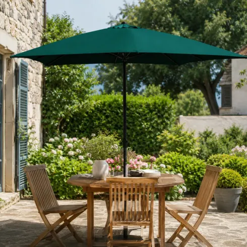 Ombrellone Rettangolare 2x3 Palo Centrale Antivento Telo Verde da Giardino Aria | BricoShop24
