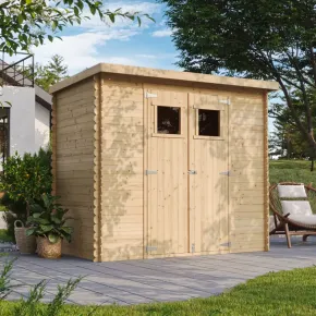 Casetta da Giardino in Legno 235x130 cm Porte Finestrate 19 mm 2