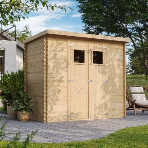 Casetta da Giardino in Legno 235x130 Pavimento Porte Finestrate 19 mm