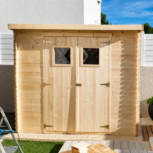 Casetta da Giardino in Legno 235x130 Pavimento Porte Finestrate 19 mm