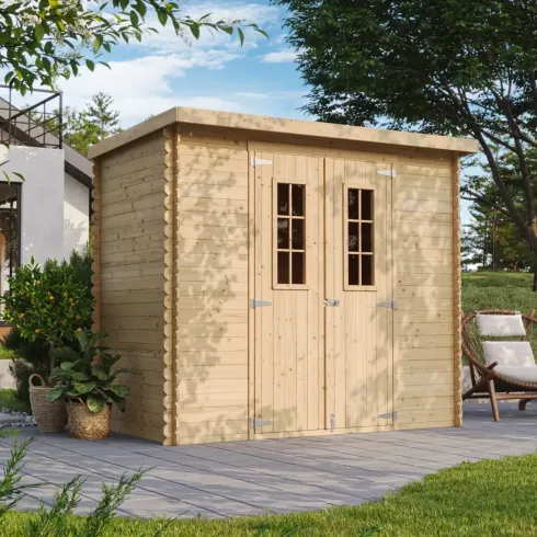 Casetta da Giardino 235x130 Legno 19 mm Doppia Porta Finestrata 3 m2