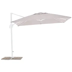 Ombrellone Palo Decentrato 3x4 Grigio da Giardino Antivento in Alluminio Esterno | BricoShop24