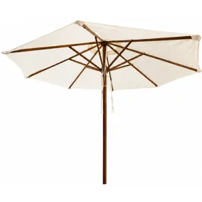 Ombrellone Tondo 3 mt Ecru Palo Centrale Legno Antivento Giardino Professionale | BricoShop24