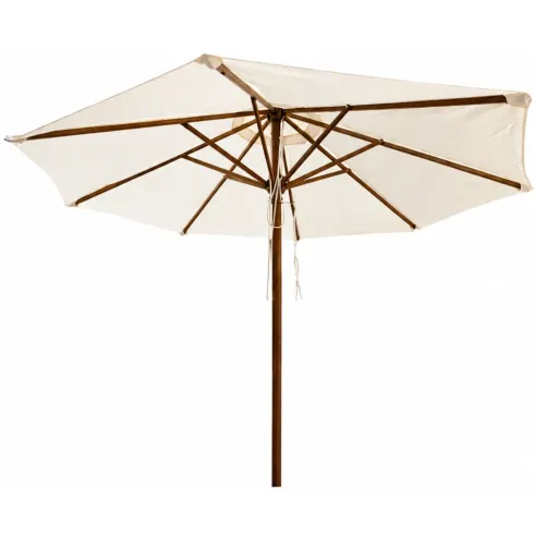 Ombrellone Tondo 3 mt Ecru Palo Centrale Legno Antivento Giardino Professionale | BricoShop24