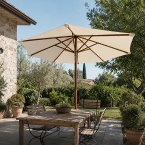 Ombrellone Tondo 3 mt Ecru Palo Centrale Legno Antivento Giardino Professionale | BricoShop24 2