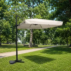 Ombrellone da Giardino Palo Decentrato 2x3 mt Bianco Base a Croce 2