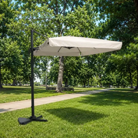 Ombrellone da Giardino Palo Decentrato 2x3 mt Bianco Base a Croce