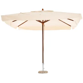 Ombrellone in Legno 3x3 Palo Centrale Telo Ecru Idrorepellente Quadrato Giardino | BricoShop24
