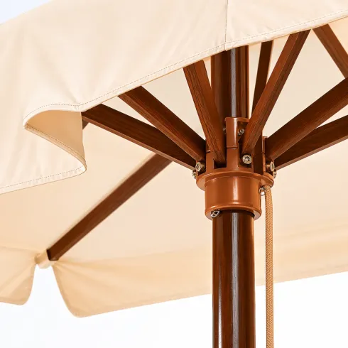 Ombrellone in Legno 3x3 Palo Centrale Telo Ecru Idrorepellente Quadrato Giardino | BricoShop24