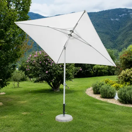 Ombrellone per Giardino 2x2 Quadrato Palo Centrale Bianco Alluminio