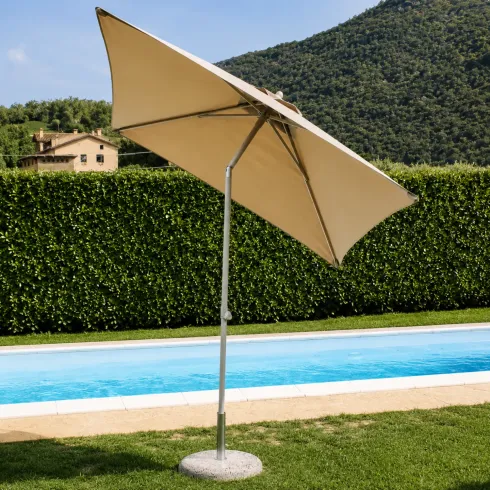 Ombrellone per Giardino 2x2 Quadrato Palo Centrale Tortora Alluminio