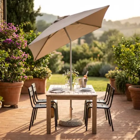 Ombrellone per Giardino 2x2 Quadrato Palo Centrale Tortora Alluminio