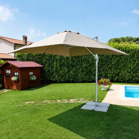 Ombrellone per Giardino 3x3 m Tortora Palo Laterale Girevole Alluminio