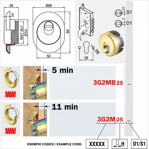 Defender Magnetico Disec MAG 3G Porta Blindata Cilindro Europeo Oro Lucido
