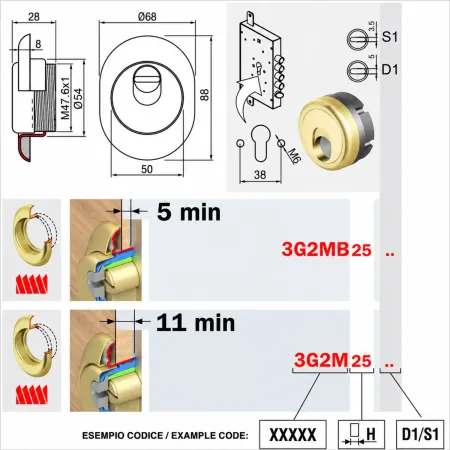 Defender Magnetico Disec MAG 3G Porta Blindata Cilindro Europeo Oro Lucido