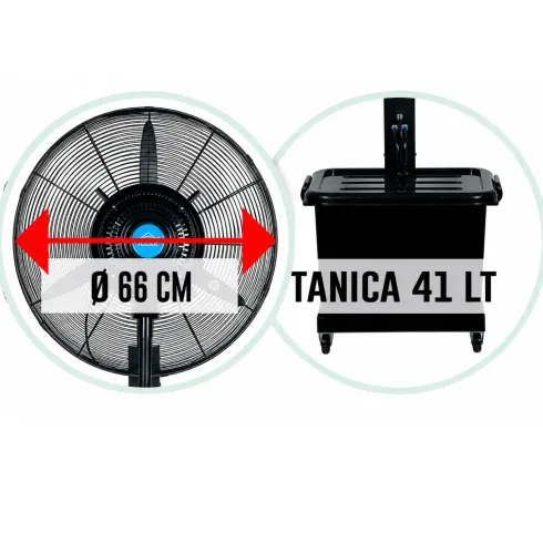 Ventilatore da Pavimento Nebulizzatore DCG 260W 41L 3 Velocità Nero