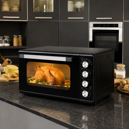 Forno Elettrico Ventilato 45L 2000W DCG Nero Vassoio Griglia Maniglia