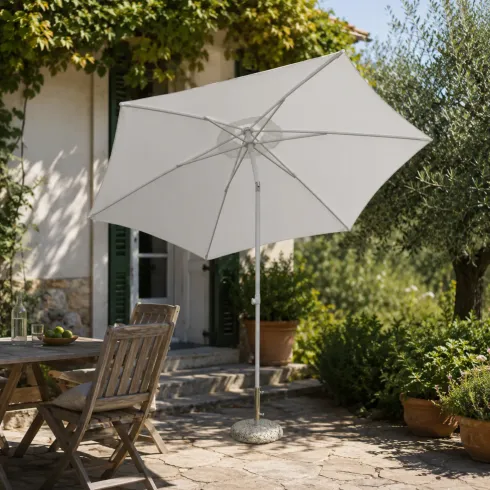 Ombrellone Bianco 3 Mt da Giardino Rotondo Palo Centrale Balcone Girevole