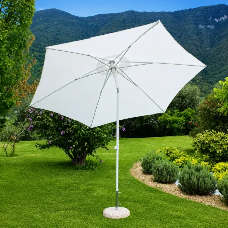 Ombrellone Bianco 3 Mt da Giardino Rotondo Palo Centrale Balcone Girevole