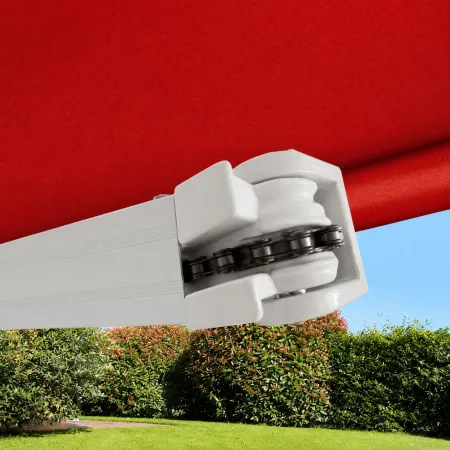 Tenda da Sole Barra Quadra 400x300 cm Rosso Ferrara Braccio a Catena