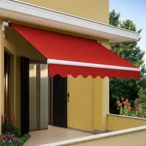 Tenda da Sole Barra Quadra 400x300 cm Rosso Ferrara Braccio a Catena 2