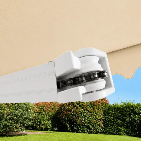 Tenda da Sole Barra Quadra 400x300 cm Beige Braccio a Catena