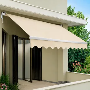 Tenda da Sole Barra Quadra 400x300 cm Beige Braccio a Catena 2