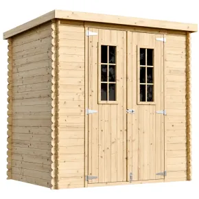 Casetta da Giardino Legno 19 mm 200x130 cm Doppia Porta Tetto Bitumato