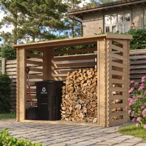 Legnaia da Esterno 228x130x199 cm Legno 19 mm Tetto Copertura Bituminosa 2