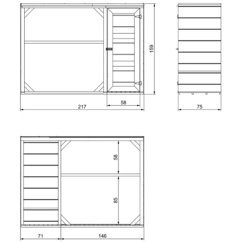 Legnaia da Esterno 217x75x159 cm Legno 10 mm Pavimento Impregnato