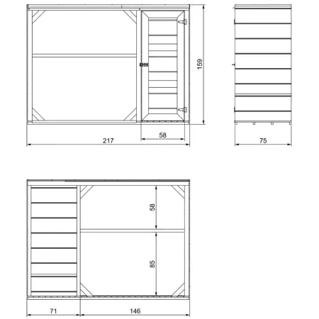 Legnaia da Esterno 217x75x159 cm Legno 10 mm Pavimento Impregnato