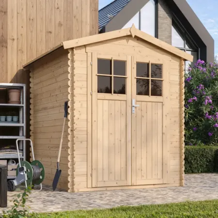 Casetta da Giardino in Legno 180x180 Doppia Porta con Serratura Chiave
