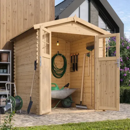 Casetta da Giardino in Legno 180x180 Pavimento Porta con Serratura